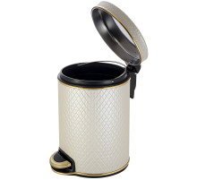 Ведро для мусора 5л Geralis V-NCLG-B Ромб бежевый, кант золото