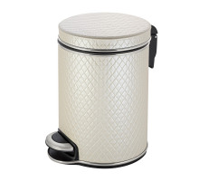 Ведро для мусора 5л Geralis V-NCLH-B Ромб бежевый, кант хром