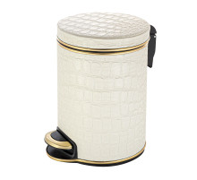 Ведро для мусора 5л Geralis V-KLG-B CROCO бежевое, кант золото