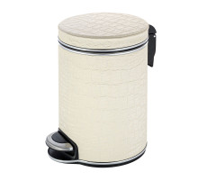 Ведро для мусора 5л Geralis V-KLH-B CROCO бежевое, кант хром