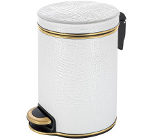 Ведро для мусора 5л Geralis V-KWG-B CROCO белое, кант золото