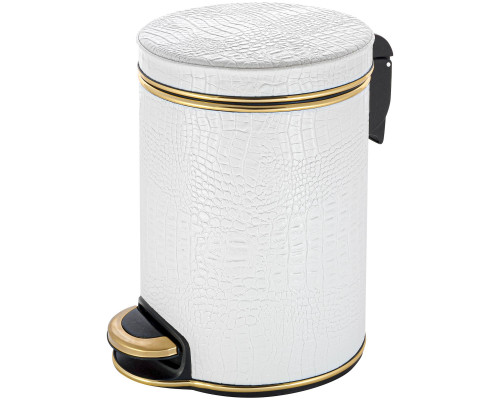Ведро для мусора 5л Geralis V-KWG-B CROCO белое, кант золото