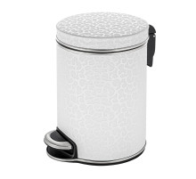 Ведро для мусора 5л Geralis V-FWH-B FLOWER белое, кант хром