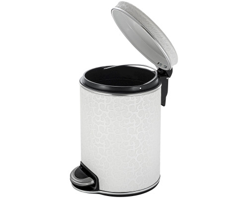 Ведро для мусора 5л Geralis V-FWH-B FLOWER белое, кант хром