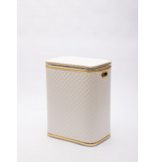 Корзина для белья Geralis SWG-B Ромб стежка, белая, кант золото, стандартная