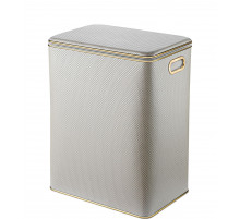 Корзина для белья Geralis RWG-S Ромб белая, кант золото, большая