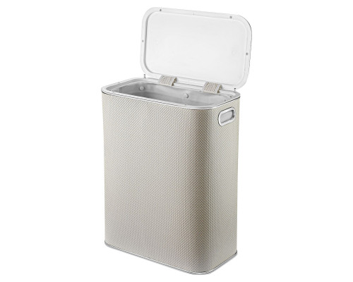 Корзина для белья Geralis RWH-B Ромб белая, кант хром, стандартная