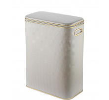 Корзина для белья Geralis RWG-B Ромб белая, кант золото, стандартная