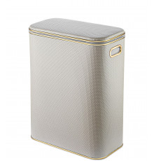 Корзина для белья Geralis RWG-B Ромб белая, кант золото, стандартная