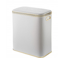 Корзина для белья Geralis PWG-M PUNTO белая, кант золото, малая