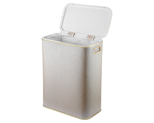 Корзина для белья Geralis PLG-B PUNTO бежевая, кант золото, стандартная