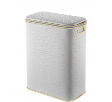 Корзина для белья Geralis FWG-B FLOWER белая, кант золото, стандартная