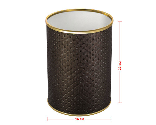 Ведро для мусора 3л открытое Geralis M-PCG-B PUNTO шоколад, кант золото