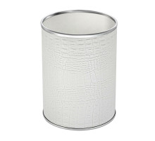 Ведро для мусора 3л открытое Geralis M-KWH-B CROCO белое, кант хром