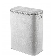 Корзина для белья Geralis KWH-B CROCO белая, кант хром, стандартная