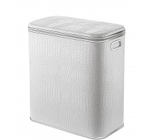 Корзина для белья Geralis KWH-M CROCO белая, кант хром, малая