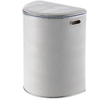 Корзина для белья Geralis KWH-O CROCO белая, кант хром, полукруглая