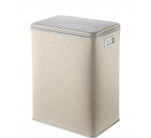 Корзина для белья Geralis KLH-S CROCO бежевая, кант хром, большая