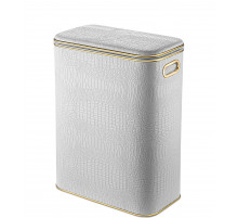 Корзина для белья Geralis KWG-B CROCO белая, кант золото, стандартная