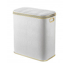 Корзина для белья Geralis KWG-M CROCO белая, кант золото, малая