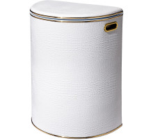 Корзина для белья Geralis KWG-O CROCO белая, кант золото, полукруглая