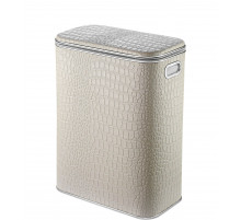 Корзина для белья Geralis KLH-B CROCO бежевая, кант хром, стандартная