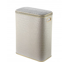 Корзина для белья Geralis KLG-B CROCO бежевая, кант золото, стандартная