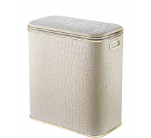 Корзина для белья Geralis KLG-M CROCO бежевая, кант золото, малая