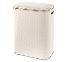 Корзина для белья Geralis NRWG-B Ромб белая, кант золото, стандартная