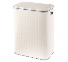 Корзина для белья Geralis NRWH-S ромб белая, кант хром, большая