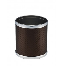 Ведро для мусора 6л открытое Geralis M-PCH2-S PUNTO шоколад, кант хром, внутренний цвет необработанный хром