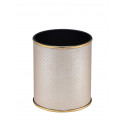Ведро для мусора 6л открытое Geralis M-PLG1-S PUNTO бежевое, кант золото, внутренний цвет черный