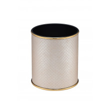 Ведро для мусора 6л открытое Geralis M-PLG1-S PUNTO бежевое, кант золото, внутренний цвет черный