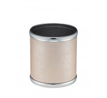 Ведро для мусора 6л открытое Geralis M-PLH2-S PUNTO бежевое, кант хром, внутренний цвет необработанный хром