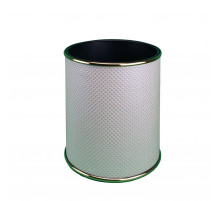 Ведро для мусора 6л открытое Geralis M-RWG1-S Ромб белое, кант золото, внутренний цвет черный