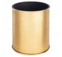 Ведро для мусора 6л открытое Geralis M-KGG1-S, CROCO золото, кант золото, внутренний цвет черный