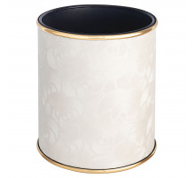 Ведро для мусора 6л открытое Geralis M-NFWG1-S NEW FLOWER, белое, кант золото, внутренний цвет черный