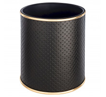 Ведро для мусора 6л открытое Geralis M-PBG1-S PUNTO черное, кант золото, внутренний цвет черный