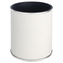 Ведро для мусора 6л открытое Geralis M-PWH1-S PUNTO белое, кант хром, внутренний цвет черный