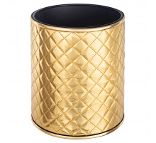 Ведро для мусора 6л открытое Geralis M-SGG1-S, Ромб стежка, золотое, кант золото, внутренний цвет черный