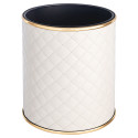 Ведро для мусора 6л открытое Geralis M-SWG1-S, Ромб стежка, белый, кант золото, внутренний цвет черный