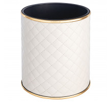 Ведро для мусора 6л открытое Geralis M-SWG1-S, Ромб стежка, белый, кант золото, внутренний цвет черный