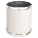 Ведро для мусора 6л открытое Geralis M-SWH2-S Ромб стежка, белое, кант хром, внутренний цвет необработанный хром