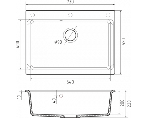 Кухонная мойка Rivelato AXEL 70 — Черный 502