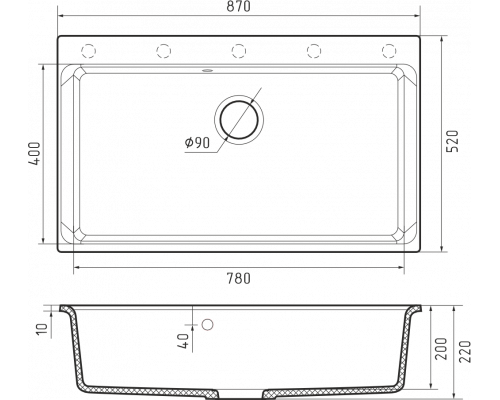 Кухонная мойка Rivelato AXEL 90 — Антрацит 501