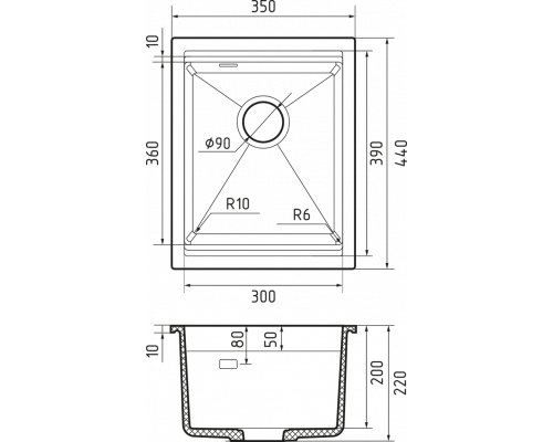 Кухонная мойка Rivelato LINO 354 — Антрацит 501
