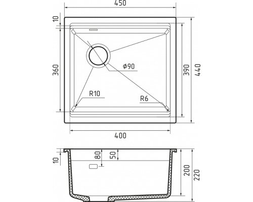 Кухонная мойка Rivelato LINO 454-L — Серый 803