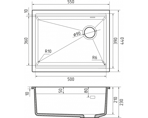 Кухонная мойка Rivelato LINO 554-R — Темно-бежевый