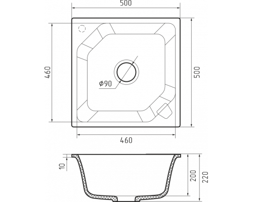 Кухонная мойка Rivelato LOCUS 50 — Серый 803