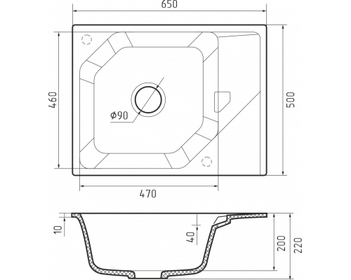 Кухонная мойка Rivelato LOCUS 65 — Топаз 703